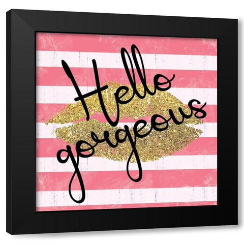 Paris Lips Black Modern Wood Framed Art Print with Double Matting by Gibbons, Lauren