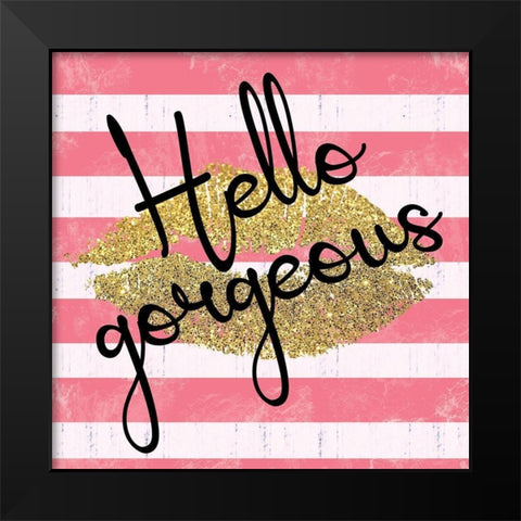 Paris Lips Black Modern Wood Framed Art Print by Gibbons, Lauren