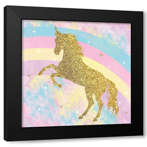 Unicorn Rainbow 1 Black Modern Wood Framed Art Print by Gibbons, Lauren