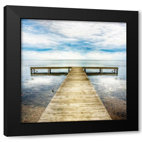 Staring Down the Pier Black Modern Wood Framed Art Print with Double Matting by Head, Danny