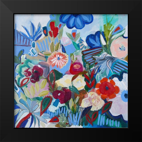 Boardwalk Blooms Black Modern Wood Framed Art Print by Daisy D