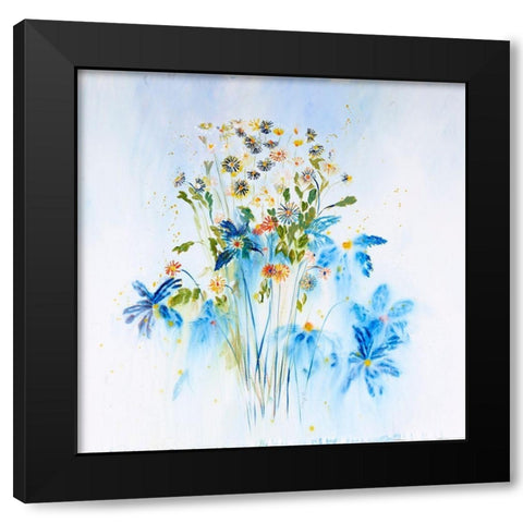 Daisies With Love Black Modern Wood Framed Art Print with Double Matting by Daisy D