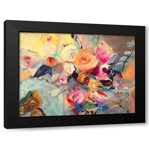 Thoughtful Flowers Black Modern Wood Framed Art Print by Daisy D