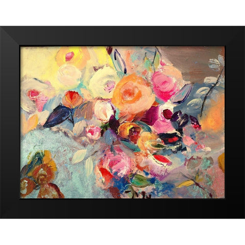 Thoughtful Flowers Black Modern Wood Framed Art Print by Daisy D