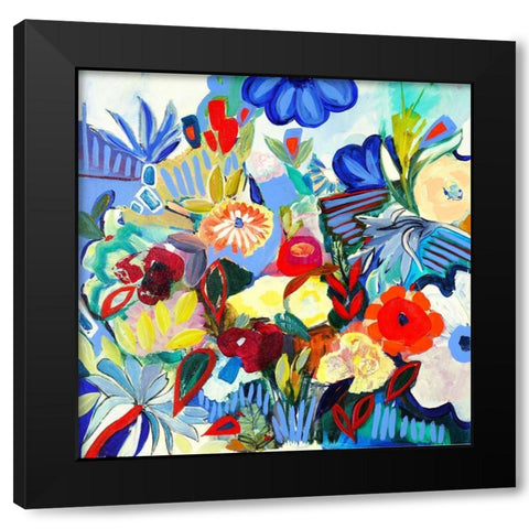 Fancy Flowers Black Modern Wood Framed Art Print by Daisy D
