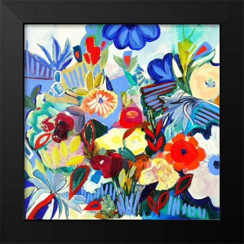 Fancy Flowers Black Modern Wood Framed Art Print by Daisy D