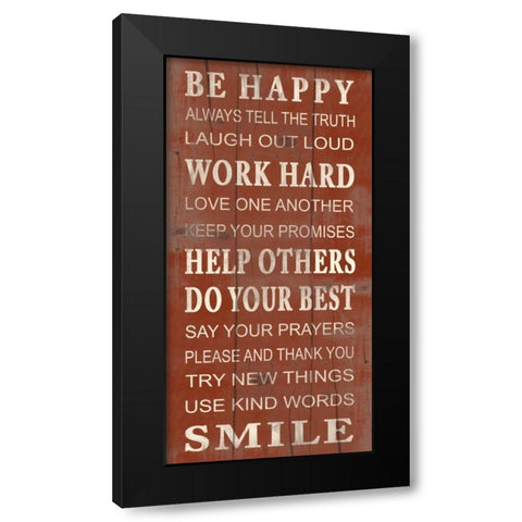 Be Happy Black Modern Wood Framed Art Print with Double Matting by Grey, Jace