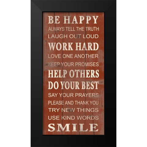 Be Happy Black Modern Wood Framed Art Print by Grey, Jace