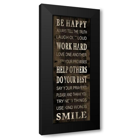 Be Happy Black Modern Wood Framed Art Print with Double Matting by Grey, Jace