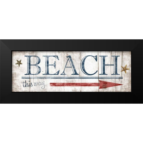 Beach Sign Black Modern Wood Framed Art Print by Grey, Jace