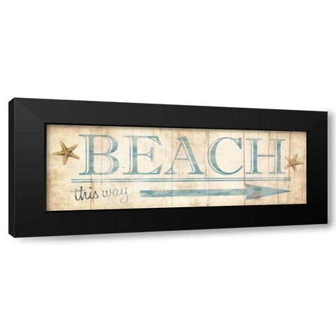 Beach Sign Black Modern Wood Framed Art Print with Double Matting by Grey, Jace