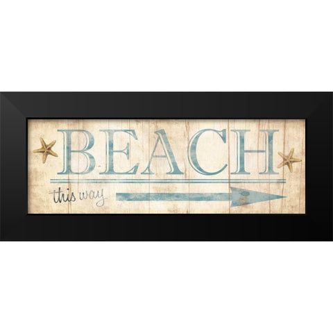 Beach Sign Black Modern Wood Framed Art Print by Grey, Jace