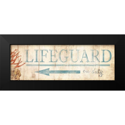 Lifeguard Sign Black Modern Wood Framed Art Print by Grey, Jace