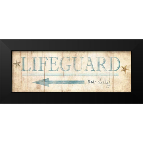 Lifeguard Sign Black Modern Wood Framed Art Print by Grey, Jace
