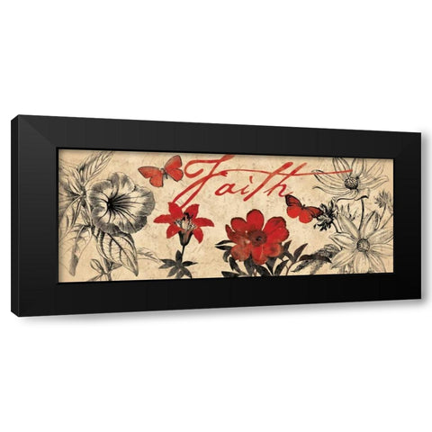 FLORAL FAITH Black Modern Wood Framed Art Print with Double Matting by Grey, Jace