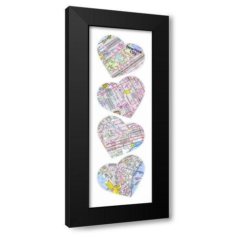 MAP TO YOUR HEART MANHATTAN Black Modern Wood Framed Art Print by Grey, Jace