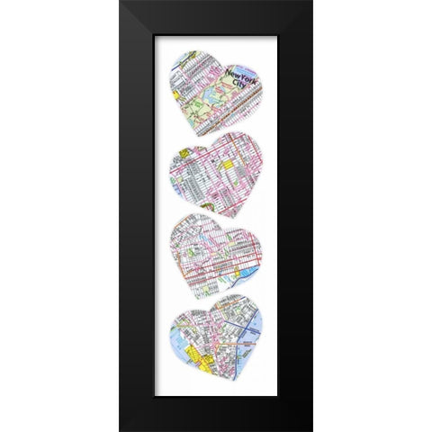 MAP TO YOUR HEART MANHATTAN Black Modern Wood Framed Art Print by Grey, Jace
