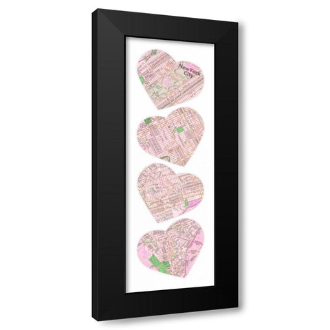 MAP TO YOUR HEART MANHATTAN 2 Black Modern Wood Framed Art Print by Grey, Jace