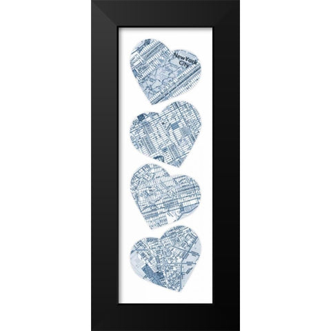 MAP TO YOUR HEART MANHATTAN 3 Black Modern Wood Framed Art Print by Grey, Jace