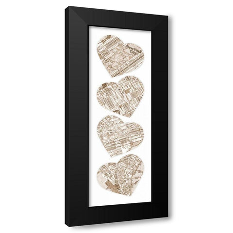 MAP TO YOUR HEART MANHATTAN 4 Black Modern Wood Framed Art Print with Double Matting by Grey, Jace