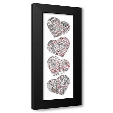 MAP TO YOUR HEART MANHATTAN 5 Black Modern Wood Framed Art Print with Double Matting by Grey, Jace