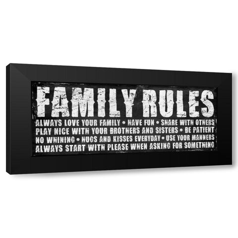 Family rules Black Modern Wood Framed Art Print by Grey, Jace