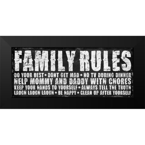Family Rules Mate Black Modern Wood Framed Art Print by Grey, Jace