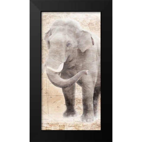 African Traveling  Animals Elephant Black Modern Wood Framed Art Print by Grey, Jace