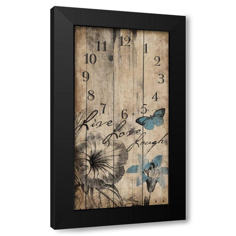 Floral Clock Black Modern Wood Framed Art Print by Grey, Jace