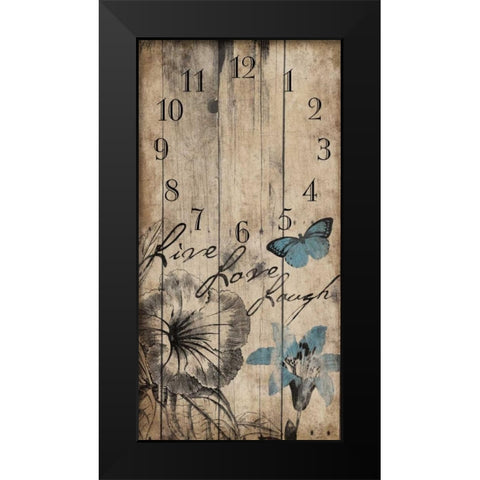 Floral Clock Black Modern Wood Framed Art Print by Grey, Jace