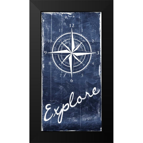 Coastal Wood Clock Black Modern Wood Framed Art Print by Grey, Jace