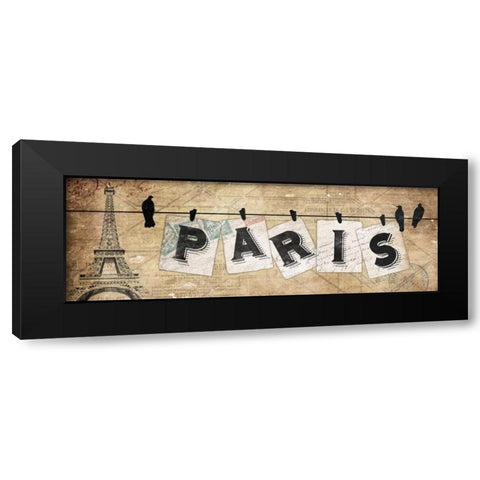 Paris On The Line Black Modern Wood Framed Art Print with Double Matting by Grey, Jace