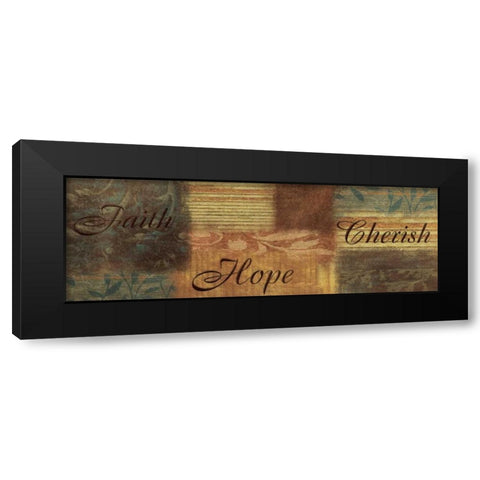 Faith Hope Cherish Black Modern Wood Framed Art Print by Grey, Jace