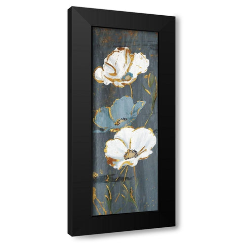 Three Flower Gold Accents Mate Black Modern Wood Framed Art Print by Grey, Jace