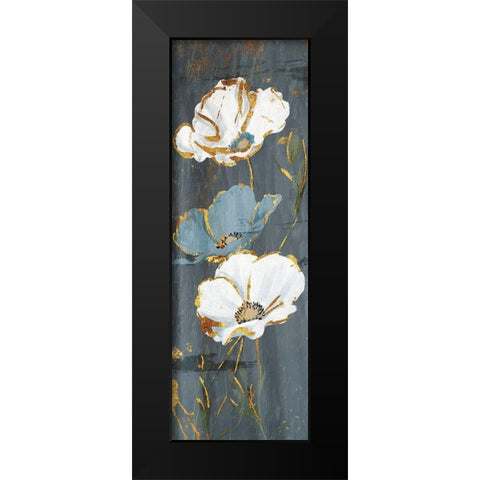 Three Flower Gold Accents Mate Black Modern Wood Framed Art Print by Grey, Jace