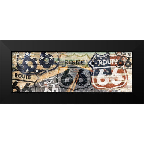 The Route 66 Black Modern Wood Framed Art Print by Grey, Jace