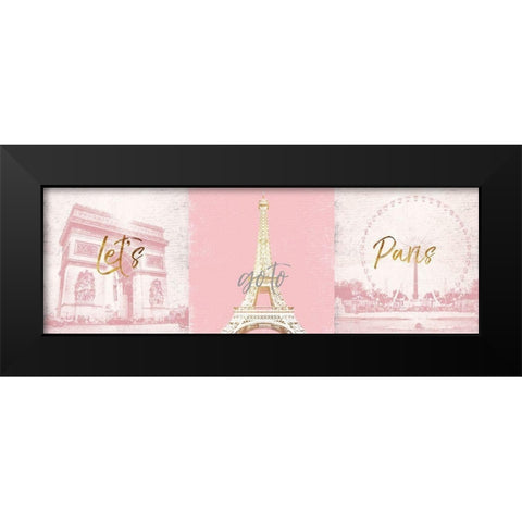 Lets Go TO Paris Black Modern Wood Framed Art Print by Grey, Jace