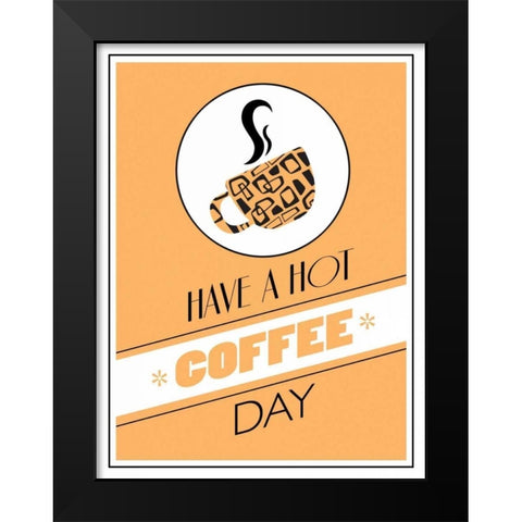 Peach Coffee Day Black Modern Wood Framed Art Print by Grey, Jace