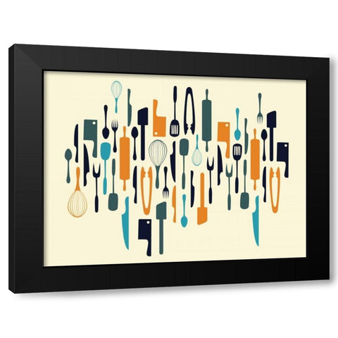 Kitchen Utensils V Black Modern Wood Framed Art Print with Double Matting by Grey, Jace