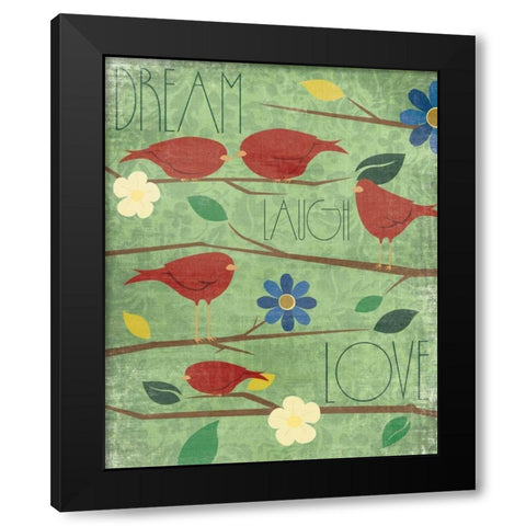 Red Birds I Black Modern Wood Framed Art Print by Grey, Jace