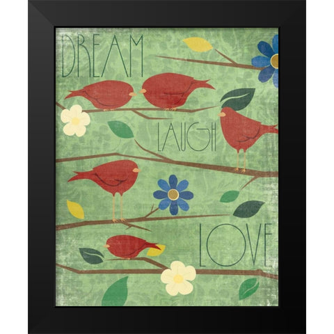 Red Birds I Black Modern Wood Framed Art Print by Grey, Jace