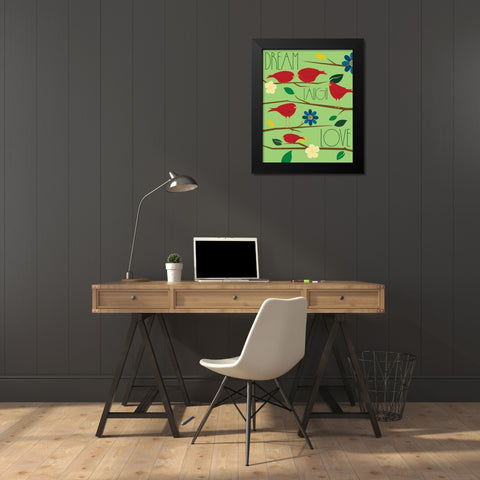 Red Birds II Black Modern Wood Framed Art Print by Grey, Jace