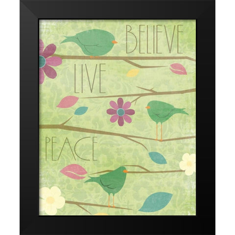Green Birds II Black Modern Wood Framed Art Print by Grey, Jace