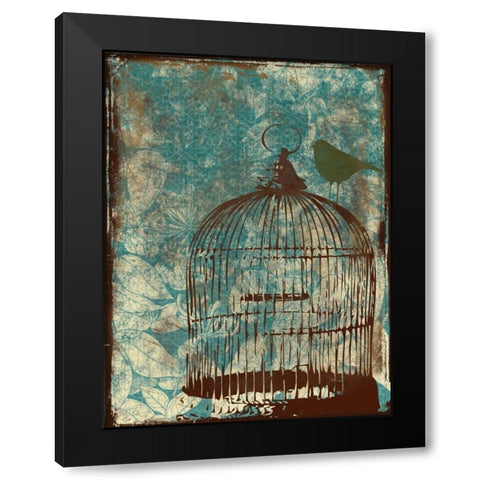 Birdcage on Teal 1 Black Modern Wood Framed Art Print by Grey, Jace
