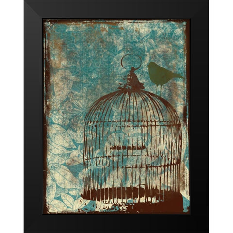 Birdcage on Teal 1 Black Modern Wood Framed Art Print by Grey, Jace