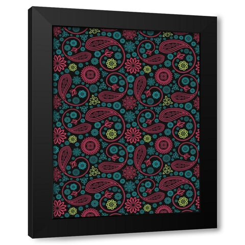 Paisley Black Modern Wood Framed Art Print by Grey, Jace