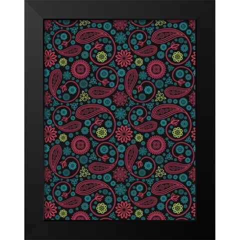Paisley Black Modern Wood Framed Art Print by Grey, Jace