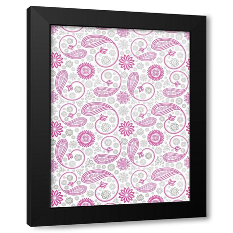 Paisley Pink and Grey Black Modern Wood Framed Art Print by Grey, Jace