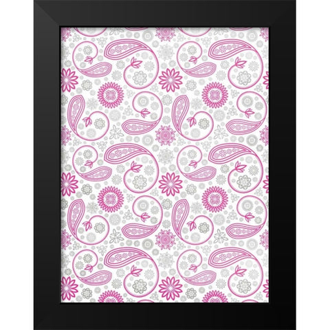 Paisley Pink and Grey Black Modern Wood Framed Art Print by Grey, Jace