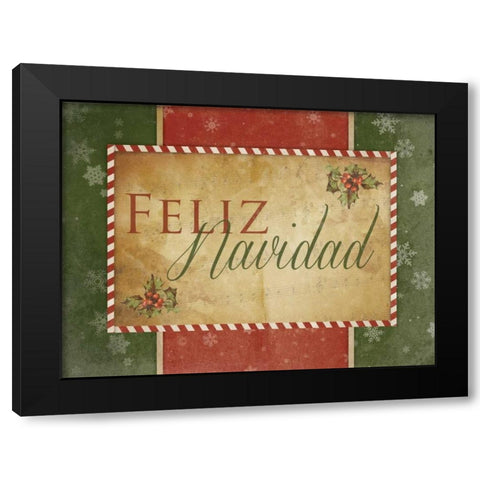 Feliz Navidad Black Modern Wood Framed Art Print by Grey, Jace